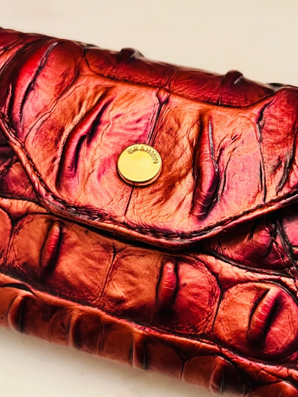 Brahmin Croc-Embossed Copper Bronze Eyeglass Case w/Gold Interior (NWT) - Picture 4 of 14